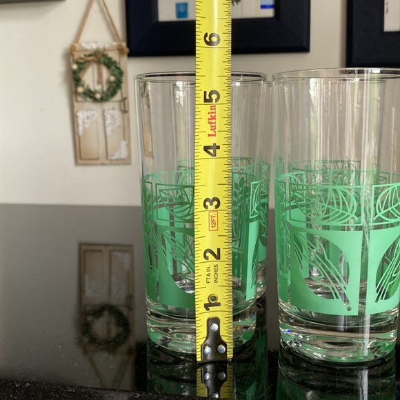 Mid century glass ice bucket/4 highball drinking glasses - Picture 5 of 14